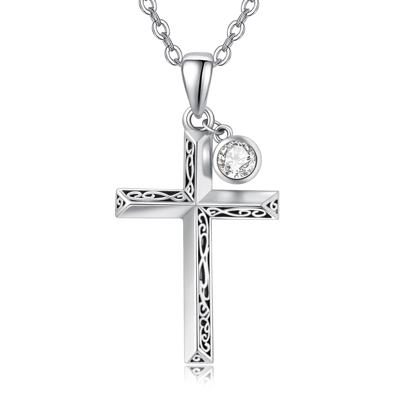 PRAYMOS Cross Necklace for Women Men 925 Sterling Silver Simple Dainty Cross Necklace Women Christian Religious Jewelry Gifts