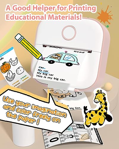 Image of Phomemo Sticker Printer- Print Pods Mini Sticker Printer Maker, Inkless Machine Portable T02, Bluetooth Thermal Pocket Photo Maker for Study Notes, Daily, Photos, DIY, Pink