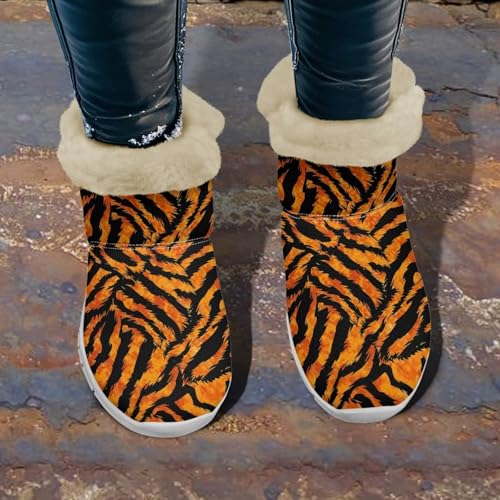Women's Animal Skin Snow Boot Cozy Fluffy Flannel Lined Boot Warm Anti-Slip Lightweight Home Outdoor Boots for Women3