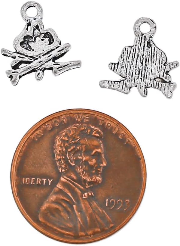12 Camp Fire Charms Antique Silver Tone - SC7351
