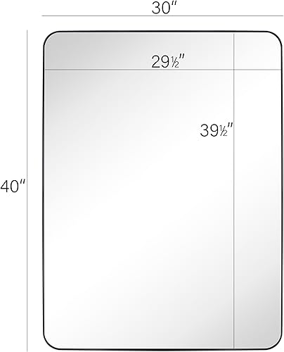 Miniatura 10 de TEHOME Espejo de baño rectangular redondeado de bronce aceitado de 20 x 30 pies, bronce oscuro, 30 x 20 pulgadas, espejo rectangular con marco de
