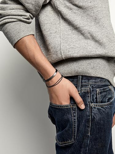 Stacked Bracelets for Men Women: 3 Pcs Bracelet Set Cuff Bangle/Cuban Link/Snake Chain Adjustable Layered Bracelet Stainless Steel Bracelets for Mens Jewelry Gifts for Him4