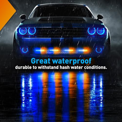 Image of Nilight 6LED Emergency Strobe Lights 4PCS Ultra slim Surface Mount Hazard Caution Light bar 12-24V Sync Feature Warning Flashing kit for Truck Car Vehicle ATV SUV UTV Yellow and Blue
