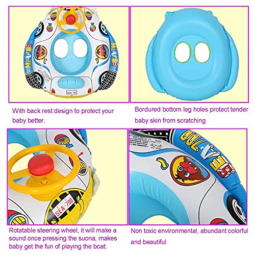 JYCAR Opblaasbare zwemmen Float Seat Boat, Water Zwemmen Ring Drijvende Boot, Opblaasbare Float Car met Stuurwiel… - Image 6