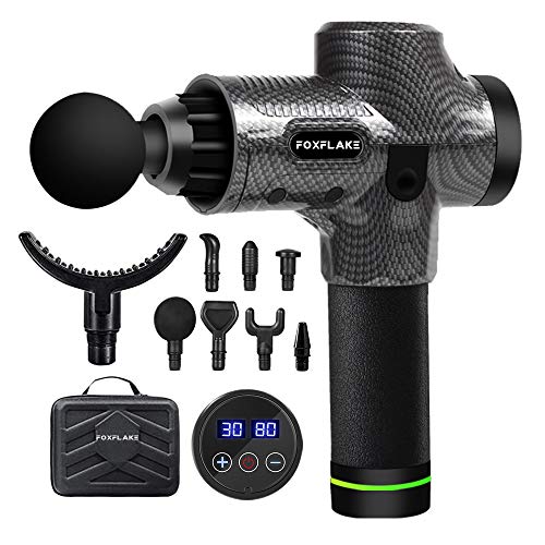 FOXFLAKE Massage Gun deep Tissue Handheld Percussion for Athletes Portable Body Muscle Massager with 30 Adjustable speeds 8 pro Massage Heads for Pain Relief and Relaxation Muscle Massage Gun