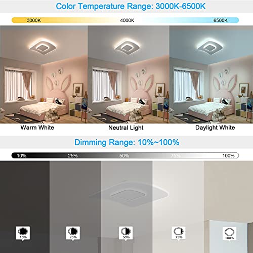 Bianco Plafoniera LED Soffitto Moderna Dimmerabile con Telecomando Lampadario Camera da Letto 30W 2700k-7000K Lampade Design Piatto Curve Sala da Pranzo Cucina Bagno Lampada Quadrato L40 - Image 8