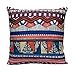 Funda de cojin de algodón y Lino, en 45x45 cm Formato stardart Modelo Estampado Tribal Tierras con Cremallera Invisible, Muy resitente y de diseño Original