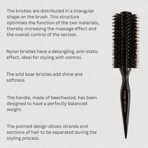Cepillo redondo grande de madera de haya Volume and Waves Master para secar el cabello 3