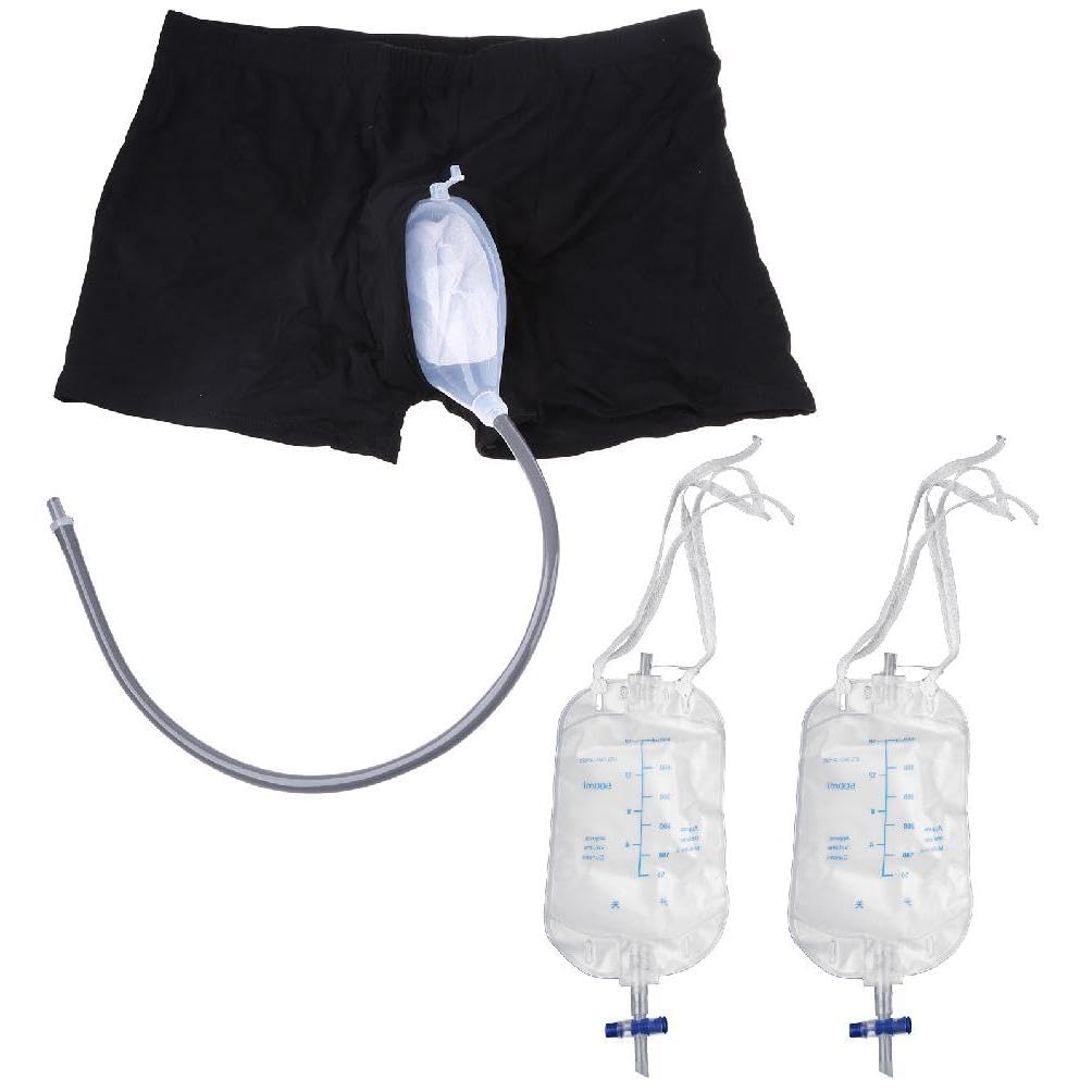 Bolsa de orina masculina reutilizable de silicona para pierna con catéter, pantalones de incontinencia para hombres mayores, pacientes, embudo reutilizable, colector con catéter, bolsa de orinal