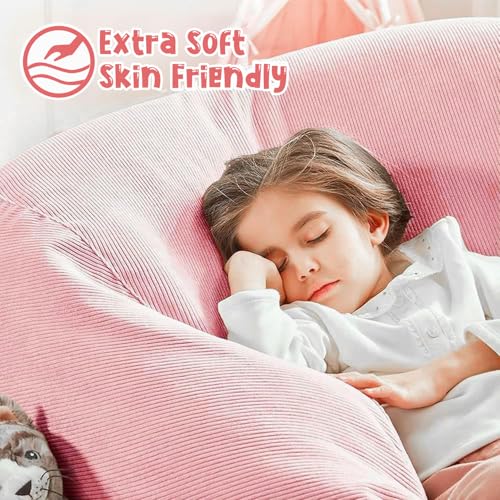 Nobildonna Bean Bag Chair Cover (No Filler) for Kids and Adults,Beanbag Stuffed Animal Storage Without Filling Plush Toys Holder and Organizer Soft Premium Corduroy 200L (Pink) - Image 6