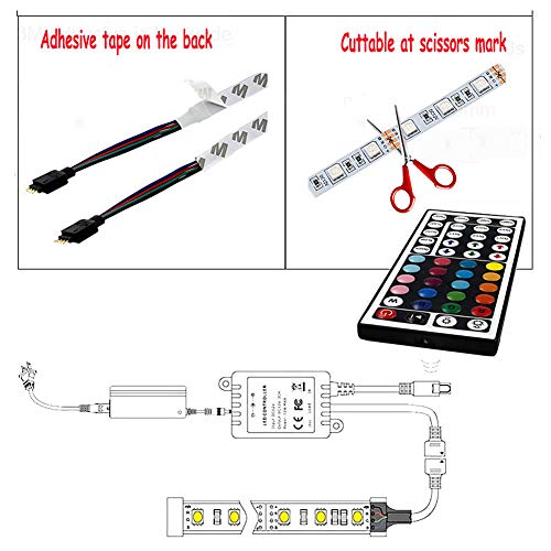 Tira led RGB flexible 16.4 ft 5050 SMD con control remoto miniatura 5