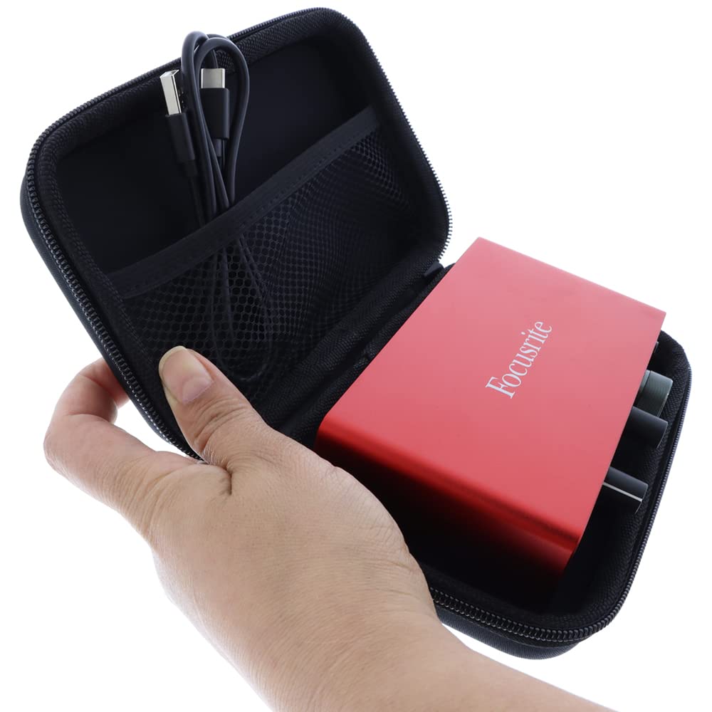 Funda Compatible con Focusrite Scarlett Solo 3rd Gen - Almacenamiento Resistente para su Interfaz de Audio - Funda rígida - Funda Protectora Segura para Viajes en Negro