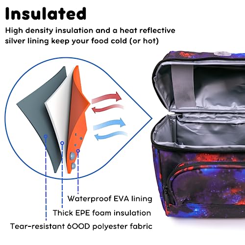 Image of J World Corey Kids Lunch Bag. Insulated Lunch-Box for Boys Girls, Galaxy