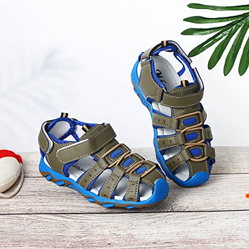 Boys Sandals Shoes Children Beach Summer Closed Toe Sandals Girl Boy Shoes Kids Baby Shoes (Grey, 13 Little Kid)2