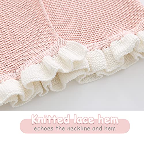 Baby Girls Pink Cardigan Long Sleeve Hand-Crocheted Flowers Toddler Knit Sweater Fall Winter For 18-24 Months #TOP4