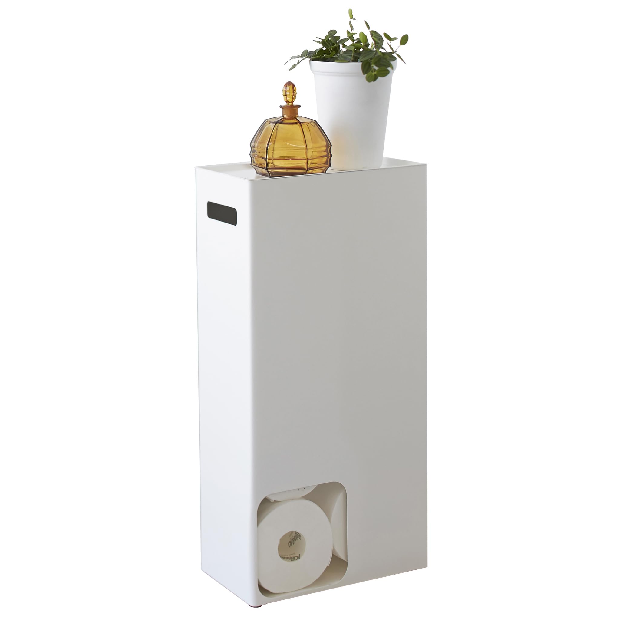 Yamazaki Tower Support pour Papier Toilette, en Acier – jusqu'à 8 Rouleaux, Rangement Compact Gain de Place pour Salle de Bain, WC, hygiénique - 12,​5 x 23 x 48 cm, Design Japonais, Blanc