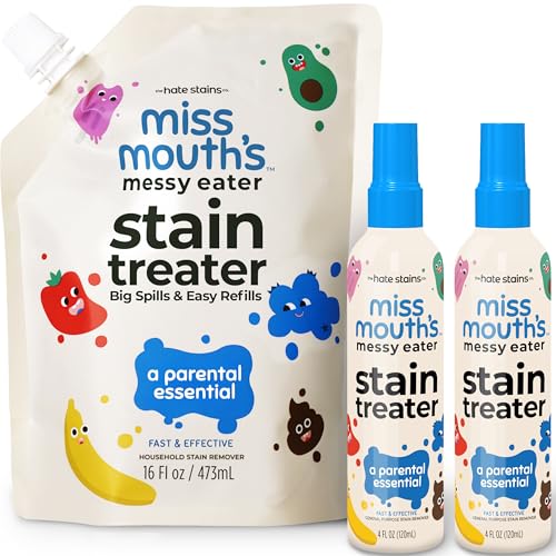 Image of Miss Mouth's Messy Eater Stain Treater - 2 Pack Stain Remover Spray and 16oz Refill Pouch