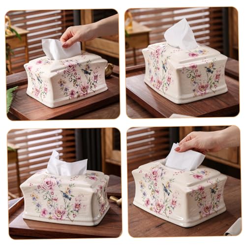 Boîte à mouchoirs céramique avec support de serviettes pratique - 4