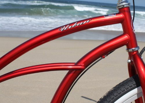 Firmstrong Urban Lady Three Speed Beach Cruiser Bicycle, 26-Inch,Red w/Black Seat,15236