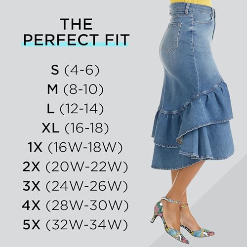 Masseys Women's Ruffle Hem Denim Jean Skirt4