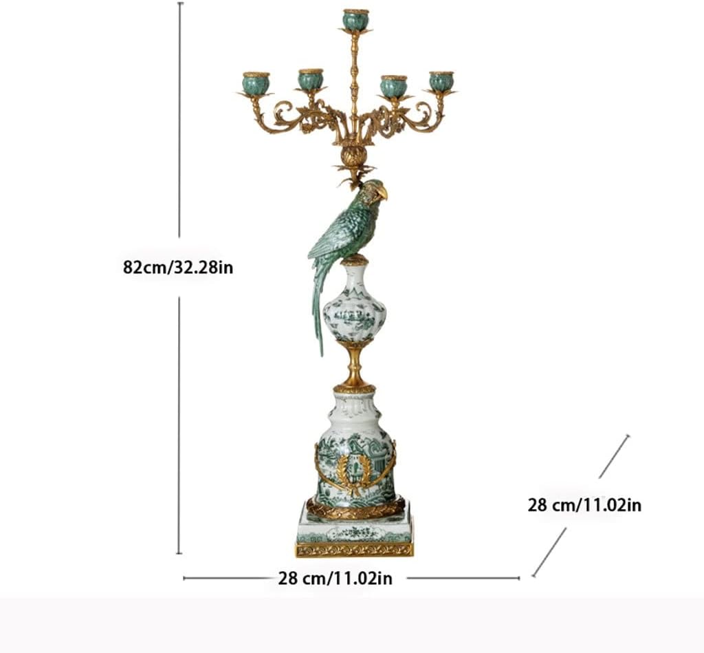 Votive Candle Holders Nordic Candelabra Five-Headed Candle Holder Handicraft Home Study Copper with Porcelain Decoration Luxury Fireplace Entrance Ornament Dining Room Decor