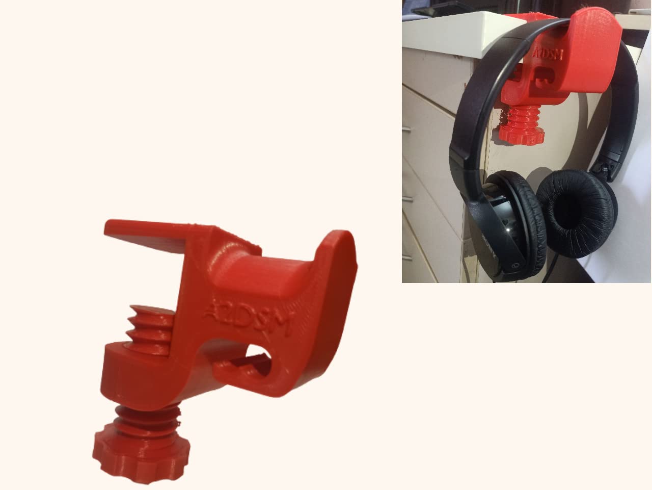 Saansi-Headphone Holder Clamp with Screw, Under-Desk and Side Desk Compatible, Durable (RED)-picture-16