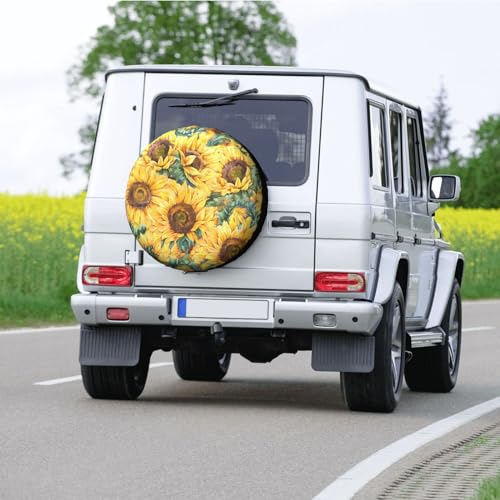 Image of Sunflowers Spare Tire Cover Wheel Protectors Tyre Covers Weatherproof Wheel Covers Universal Fit for Trailer Rv SUV Truck Camper Travel Trailers 15 inch