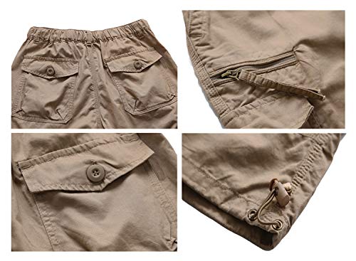 KEFITEVD 3/4 Décontracté Shorts pour Homme Taille Élastique Coton Pantalon de Travail D'extérieur Eté Cargo Shorts avec Poches - Image 5