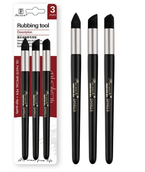 3 Pcs Sketch Pen Brush Rubbing Sponge Set for Drawing & Painting – Washable Color Shaper Blending Tools with Inclined & Round Tips for Smearing, Highlighting, Detailing, Paint Mixing & Art Craft-image-7