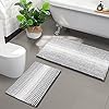 BSICPRO Bathroom Rugs and Mats Sets, 2 Piece Thick Absorbent Chenille Bath Mat Rug Set Non Slip, Soft Shaggy Room Floor for Bathroom, Machine Washable (20" x 32" Plus 16" 24", Gray)