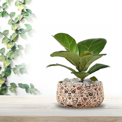 Image of CINAGRO Metal Flower Vase Planter Pot, Pots for Plants, Plant Pots for Home Decoration, Succulent Pot, Indoor Planter Garden Decor Style: Earthly Elegance