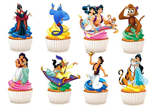 Ediblecakedecorations Lot de 30 décorations en papier comestible pour gâteaux Thème Aladdin