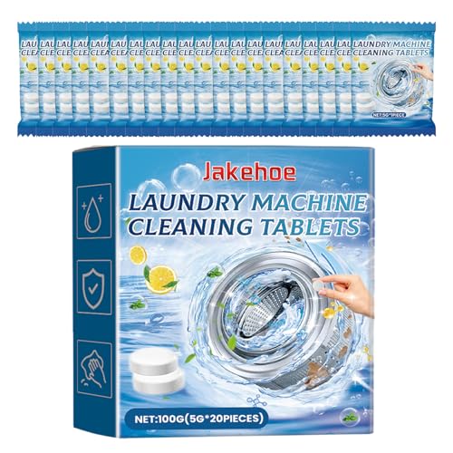 Nettoyant Lave Linge, 20 Tabs Nettoyant Machine à Laver, Washing Machine Cleaner, Applicable à Lave-linges HE, à Chargement par le Haut et Frontal, Anti Calcaire Lave Linge, Élimine les Odeurs
