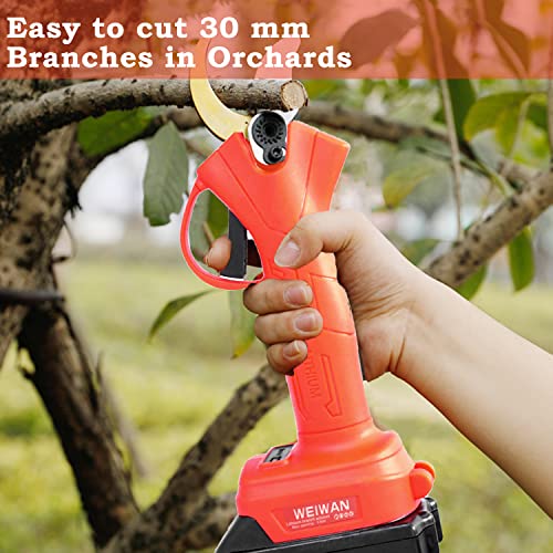 WEIWAN Astschere Akku Gartenschere Elektrisch Professionelle 30mm, Elektrische Astschere Mit Bürstenlosem Motor, 2 Batterie 21V x 2Ah, 1 Ersatzklinge, Leichtgewicht 1kg, 700W, 8-fache Effizienz – Bild 5