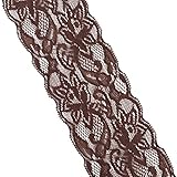 Elastic Lace Trim 10 Yards Brown Lace Ribbon Floral Pattern Stretchy Lace Fabric for Sewing, Garment, DIY Crafts and Gift Wrapping