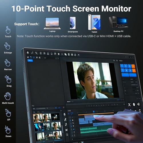 Image of MINIX SF10T Portable Monitor 10.5 inch Touchscreen Laptop Monitor IPS 178 Wide-Viewing /Built-in Dual Speakers Low Blue-Light /HDR Eye Care External Screen w /Smart Cover for Mac PC Xbox PS4 /5 Switch