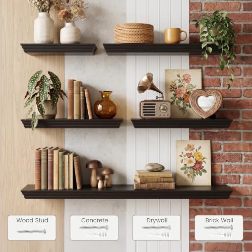 Image of 30 Inch Floating Shelves for Wall, 9.3 inchD Crown Molding Wood Display Shelf