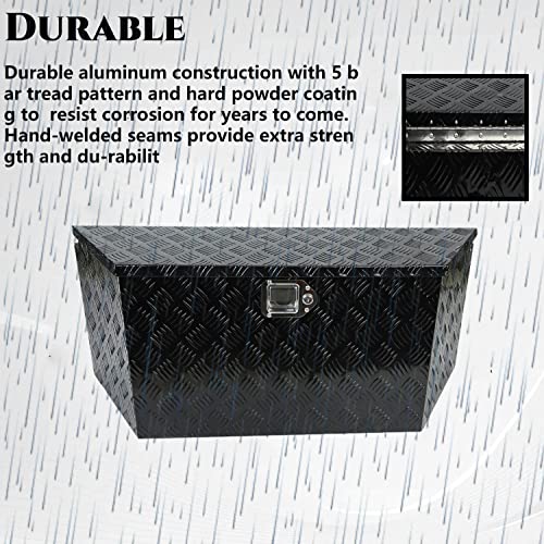 Vowagh 39"X16.5"X12" Black Heavy Duty Aluminum Pickup Truck Bed 5 Bar Tread Pattern Truck Tool Box, Under Truck Storage Trailer Tongue Box With Lock And Key For Truck, Rv Trailer, Atv #TOP2