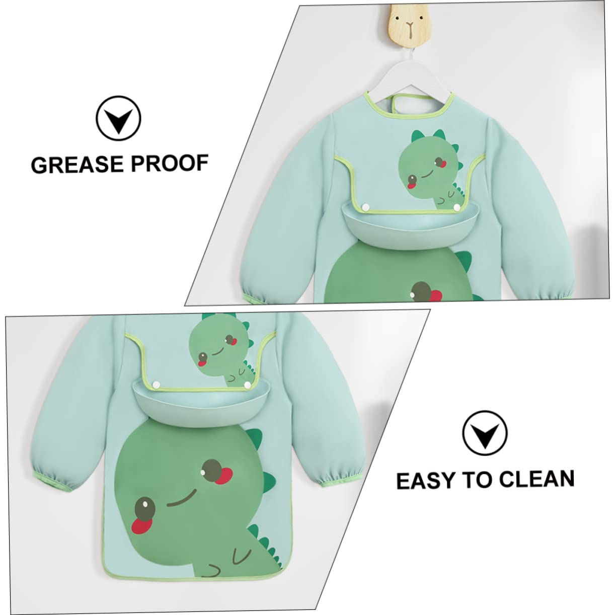 ifundom 3piezas Babero Para Bebés Delantal De Comida Con Mangas Largas Ropa De Protección Para Alimentación Cómodo
