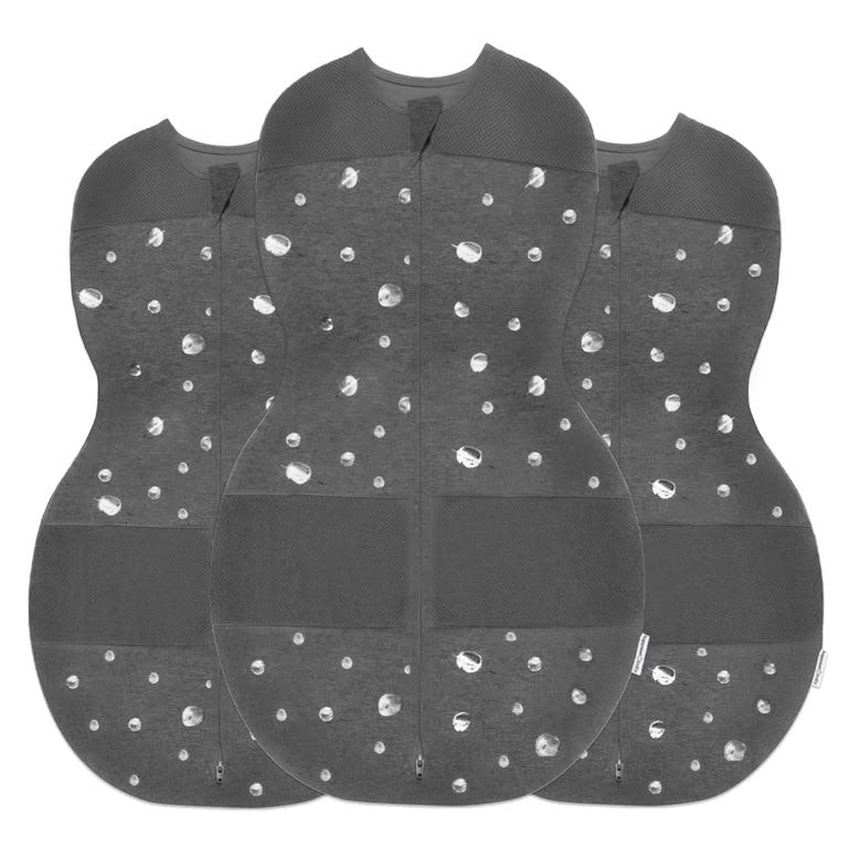 Image of Happiest Baby Sleepea 5-Second Swaddle - 100% Organic Cotton Baby Swaddle Blanket - Doctor Designed Promotes Healthy Hip Development - 3-Pack Newborn Bundle (Charcoal Planets, 2 x Small, 1 x Medium)