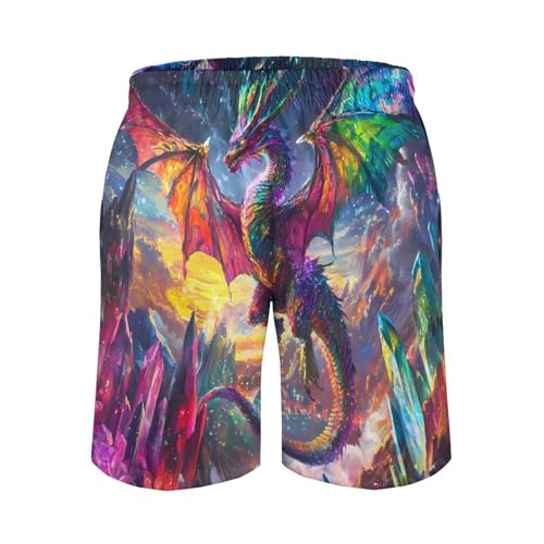 Colorful Dragon Sparkling Mens Swim Trunks Quick Dry Beach Swimming Shorts with Mesh Lining and Pockets4