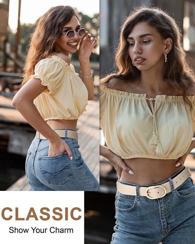 Women's Leather Belts for Jeans Dresses Pants Ladies Belt Bulk with Gold Buckle 6