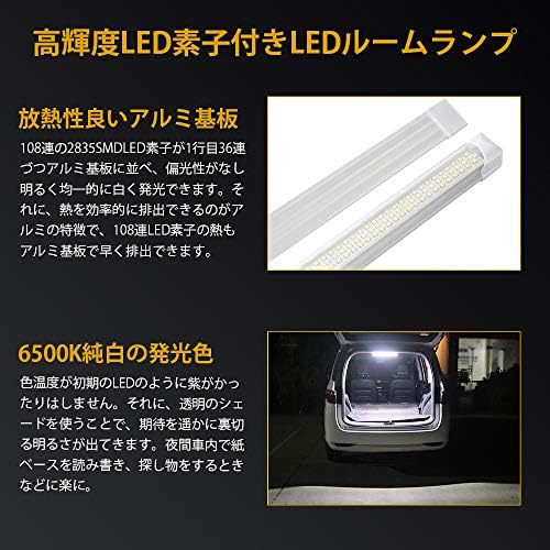 Amazon Catland 車 Led ルームランプ ホワイト 室内灯 車内灯 貨物灯 ルームライト 爆光 直管形 荷台ライト 室内ライト 天井 高輝度 108連 25チップ搭載 6500k 12v 24v 乗用車 自動車 トラック バス トレーラー 軽トラ キャンピングカー 汎用 スイッチ付き 両面テープ付き