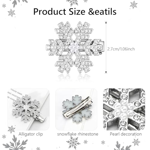 10 piezas Pinzas para el Cabello Copo de Nieve de Navidad - Pinzas de Aligátor con Rhinestones Brillantes para Mujeres, Accesorios de Pelo para Invierno y Fiestas miniatura 2