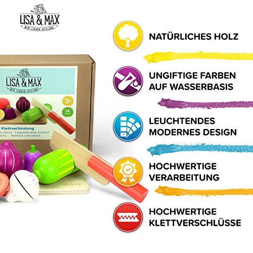 LISA & MAX Hochwertiges Holzobst Zum Schneiden für Kinder - Holz Zubehör für Kinderküche, Spielküche und Kaufladen… – Bild 4