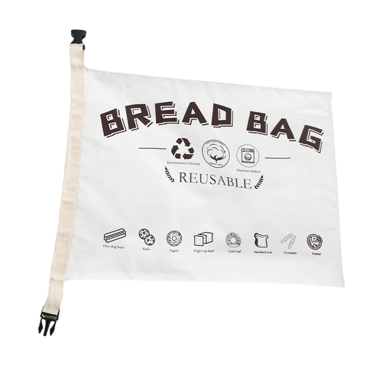Bolsa de pan reusable Mikikit de algodón con cierre clip para granos