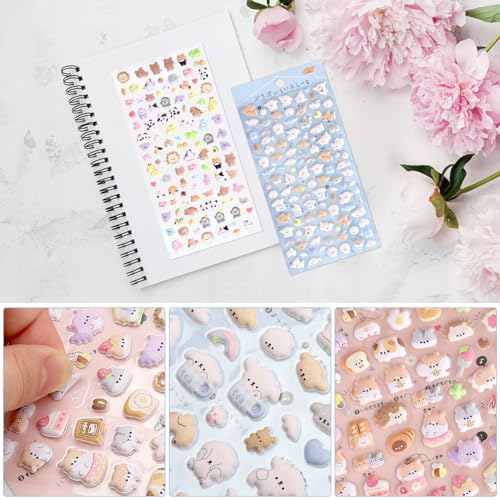 APOMOONS 6PCS 3D Stickers Scrapbooking & Pincettes, Autocollant Kawaii Autocollant Scrapbooking Stickers Kawaii pour Enfants, pour les étuis de Téléphone Portable, les Cahiers, les Agendas – vue 4