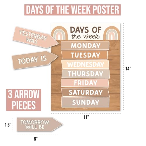 Hadley Designs Classroom Calendar Set Bulletin Board Decorations - Boho School Calendar for Classroom Decor, Kindergarten Preschool Elementary Teacher Must Haves, Homeschool & Daycare Essentials - Image 3