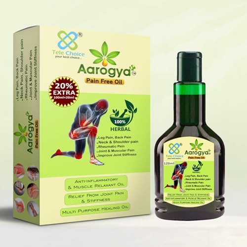 Image of Aarogya Pain Free Oil, 100% Herbal Anti-inflammatory Muscle Relaxant, 100ml with 20% Extra, for Joint, Back, Neck Pain Relief