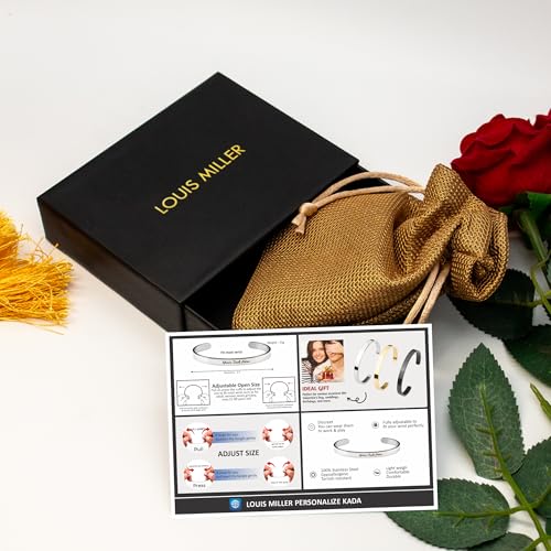 Image of LOUIS MILLER Personalised Golden Kada | With 1 Year Colour Warranty | Kada For Unisex | Adjustable in Size | Glossy Golden Finish |